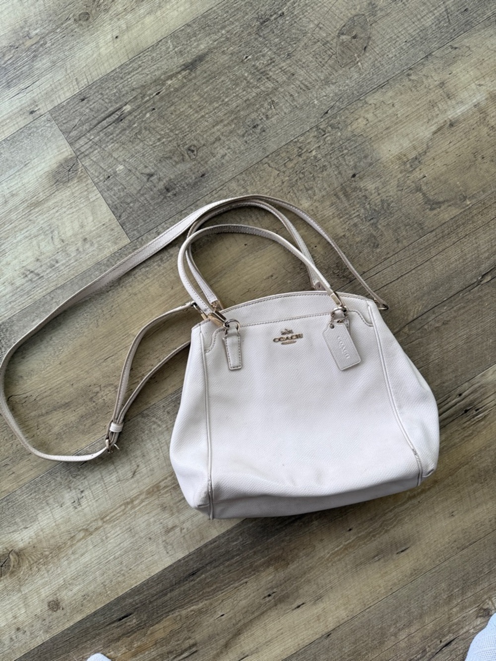 Coach Chalk Pebbled Leather Crossbody / Satchel with Gold Hardware